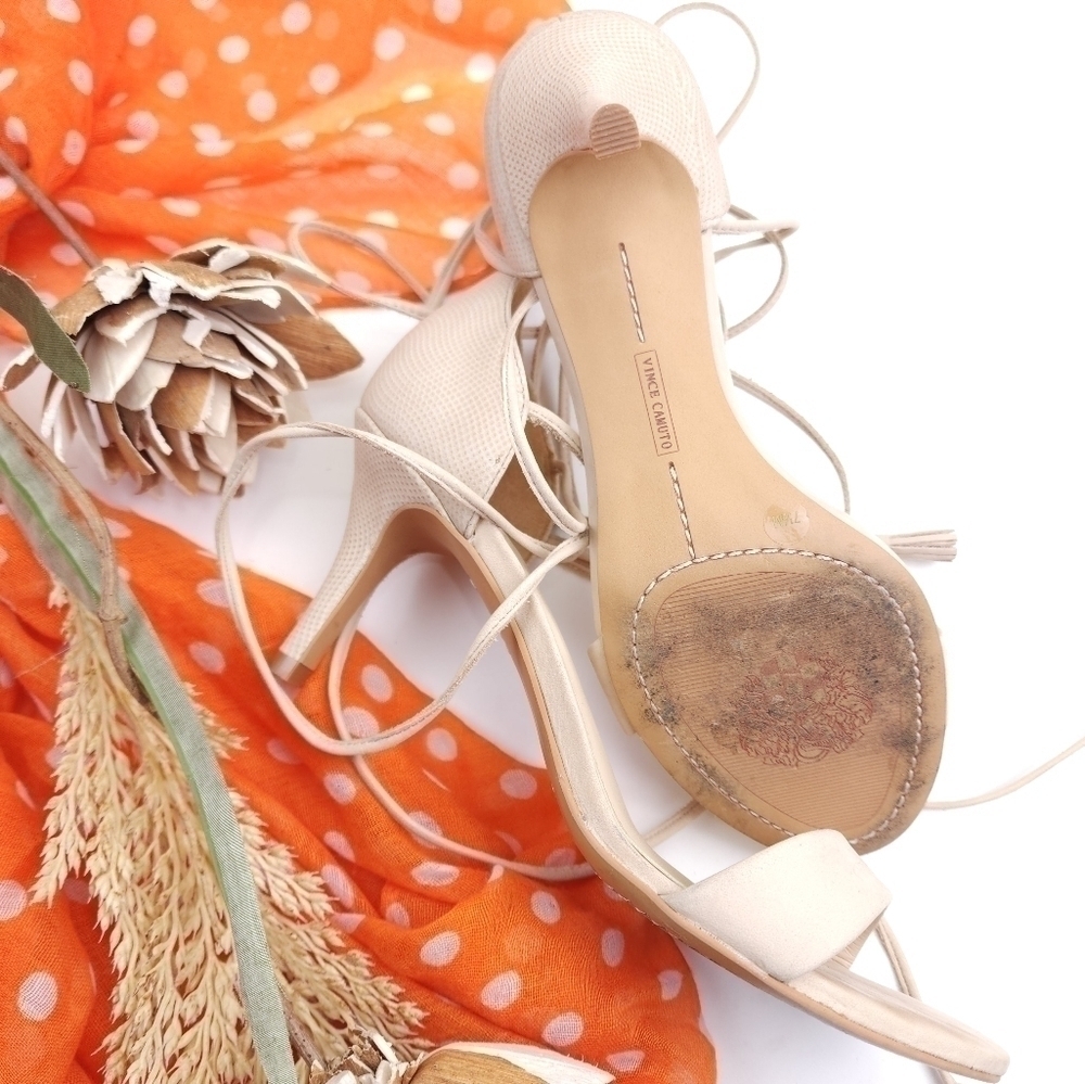 Vince Camuto Nude Cream Strappy Sandal Heels Sz 7½m - Picture 9 of 12